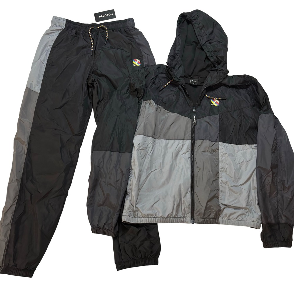 NWT Peloton Windbreaker Jacket & Sweatpants Set Athletic Colorblock Mens Medium